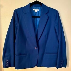 Pendleton One Button Blazer Women's 100% Virgin Wool Blue Classic 10 Petite